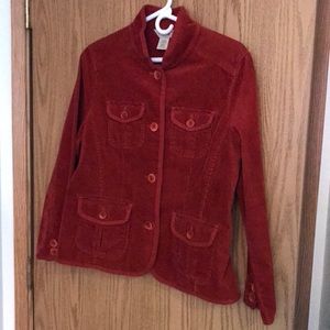L.L. BEAN Red Corduroy Blazer Jacket Long Sleeves Button Front Women's med PET